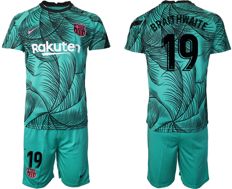 Men 2021 Barcelonagreen training suit #19 soccer jerseys->barcelona jersey->Soccer Club Jersey